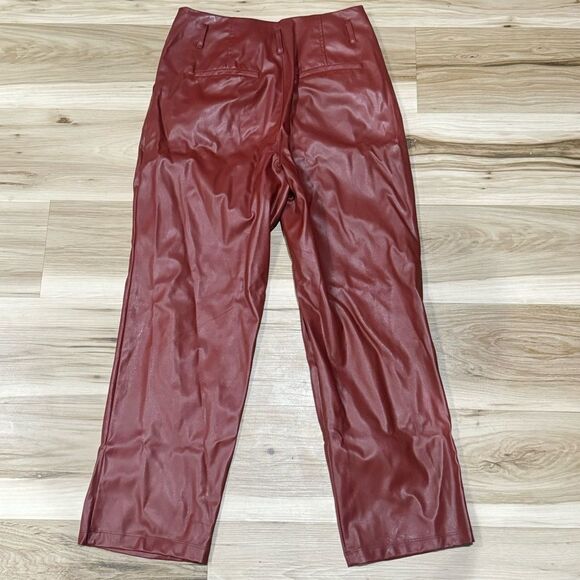 Who What Wear Maroon Faux Leather Pants Women’s 4 - Picture 1 of 3